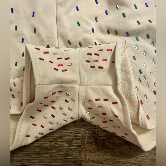 Queen of Sparkles Shorts Embellished Size Large Beige Multicolor Comfort Party - Picture 5 of 7